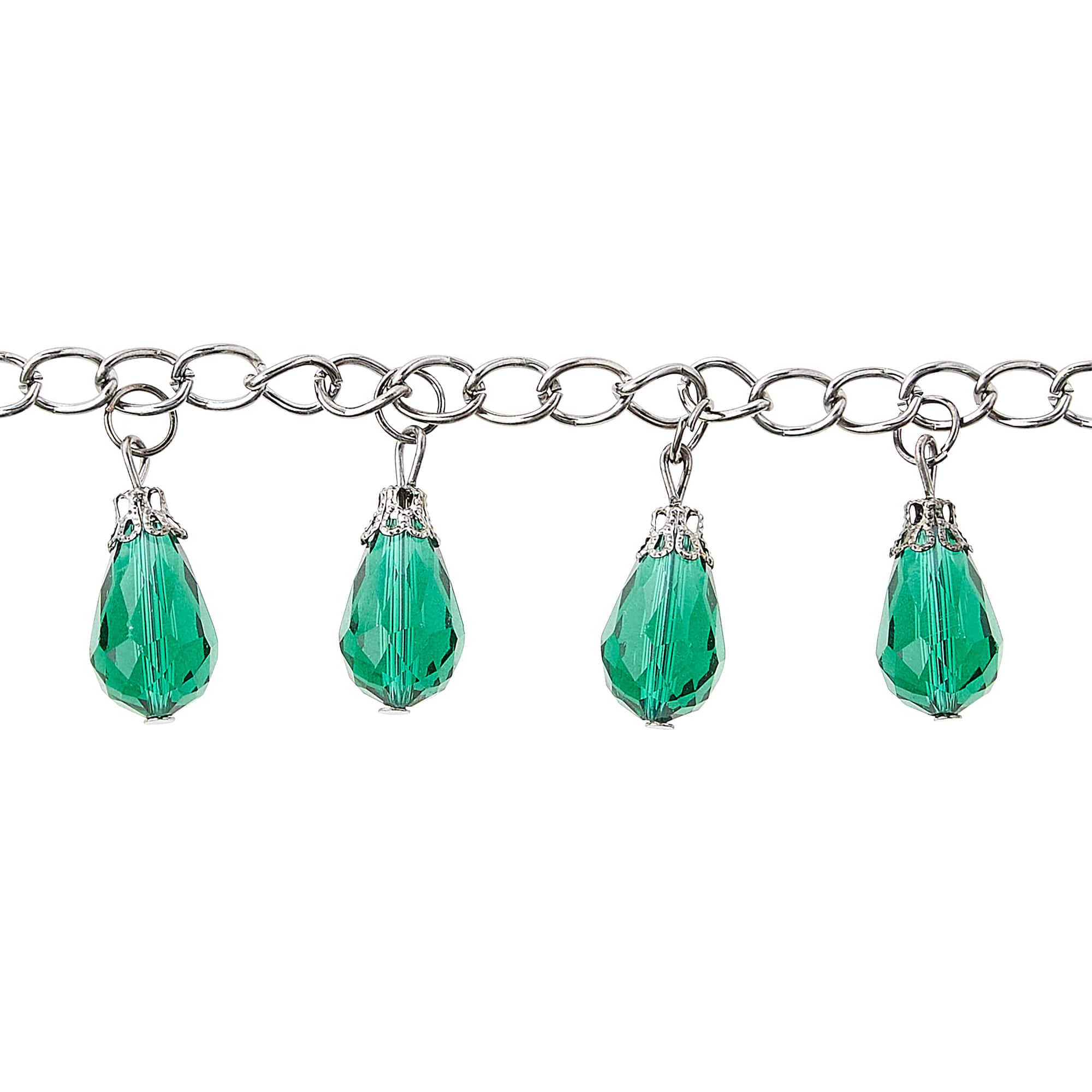 Green Teardrop Glass Beads Chain by Bead Landing™